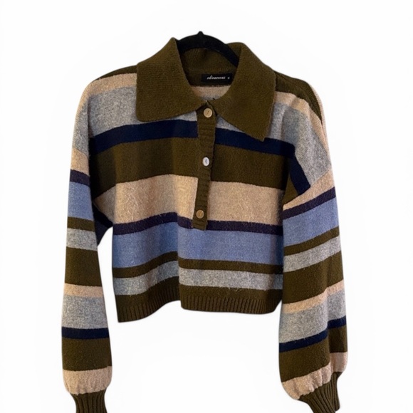 Olivaceous Sweaters - Olivaceous Olive and Blue Striped Sweater
